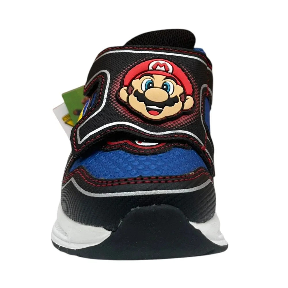 Nintendo Super Mario Youth Boys Slip-on Sneakers Size 2 (2Y) Blue-Multi Light Up